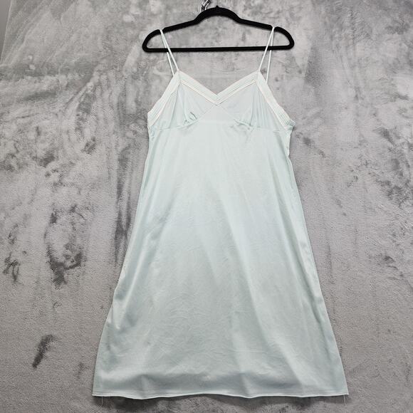 Vintage 60s Petra Fashions Silky Nightgown Size M Baby Blue White Nylon Chemise - Picture 1 of 7